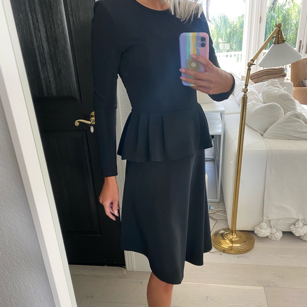 COPY - Asymmetric peplum black midi dress